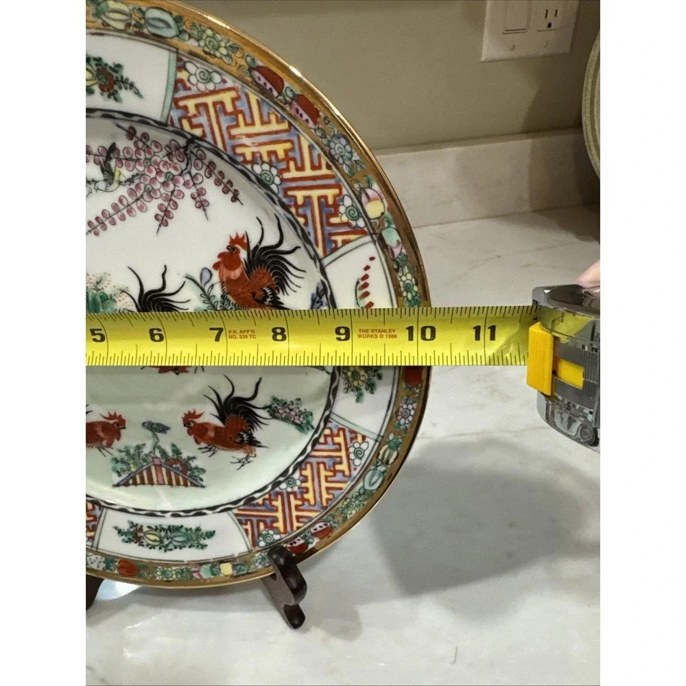 Vintage Hand Decorated Hong Kong Rooster Plate SMC Chinese Export Style Decor
